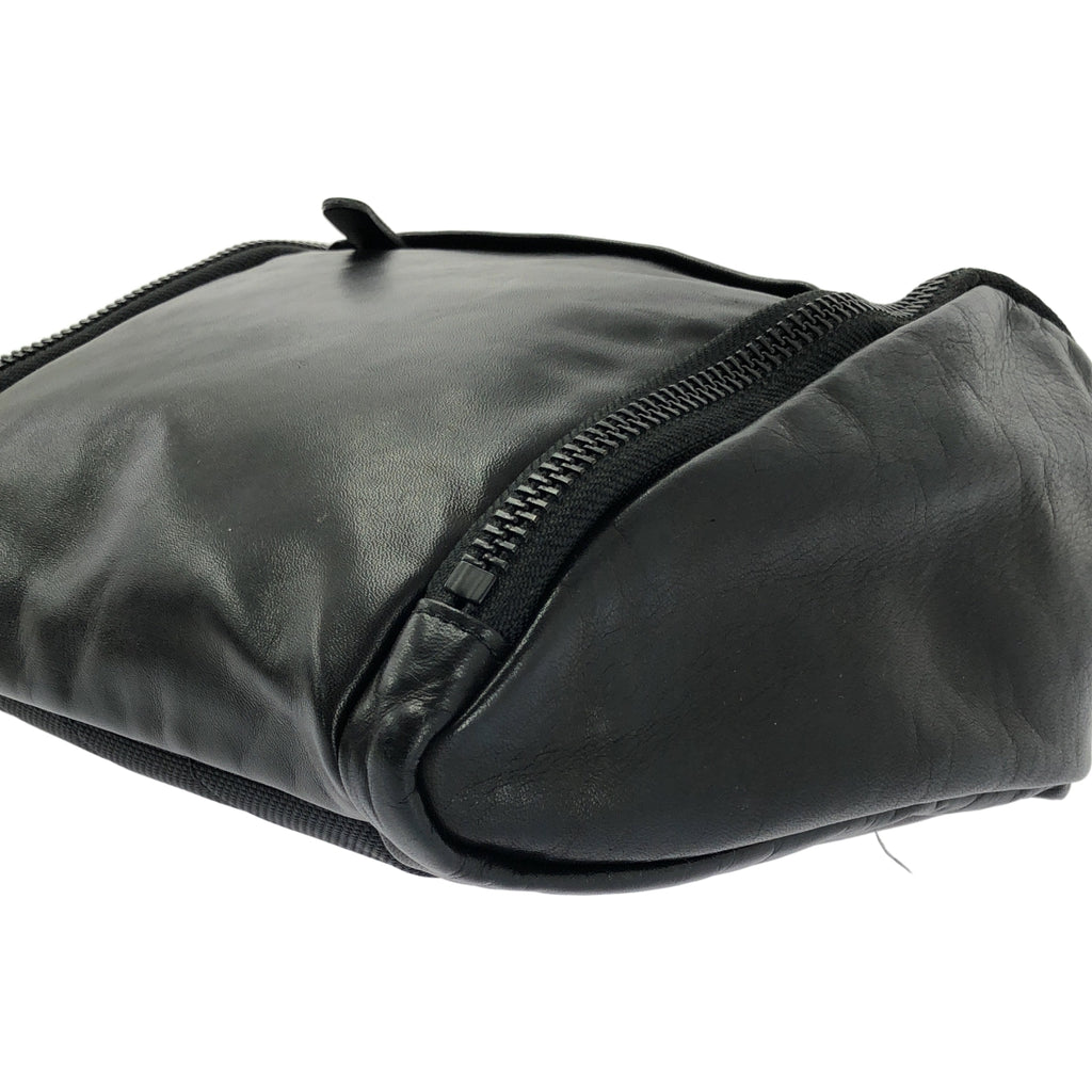 【미품】YOHJI YAMAMOTO POUR HOMME / 요우지야마모토풀 옴므 | 2023AW | SCRATCHED HORSE LEATHER SHOULDER BAG 호스 레더 숄더백 | 블랙 |
