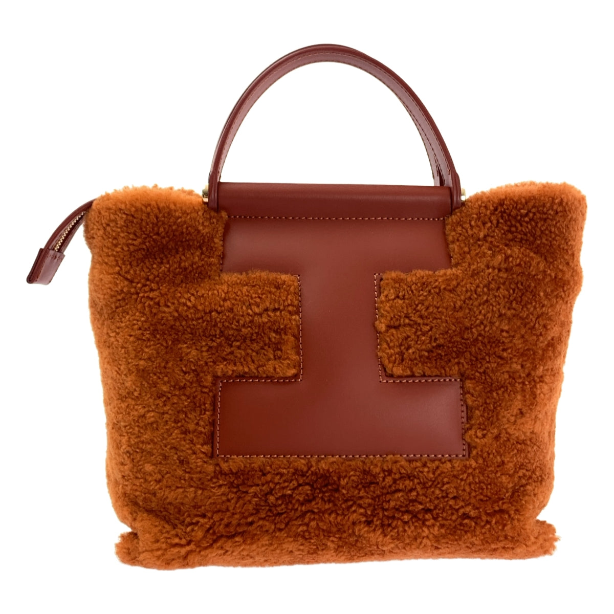 【美品】  IACUCCI / イアクッチ | ソルベット S MONTONE/RUGA / 2way ショルダー付き レザー ボア ハンドバッグ | ブラウン | レディース