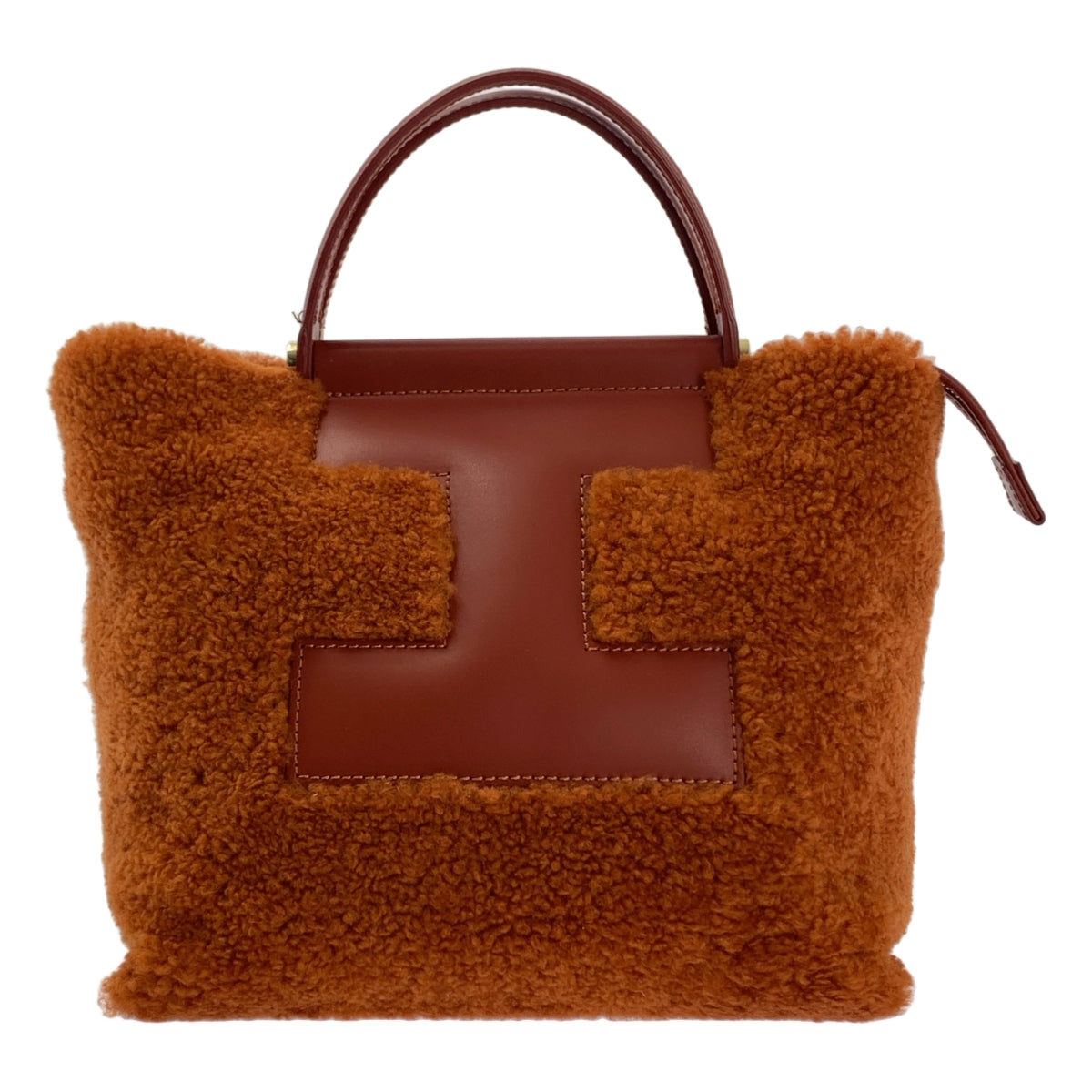 【美品】  IACUCCI / イアクッチ | ソルベット S MONTONE/RUGA / 2way ショルダー付き レザー ボア ハンドバッグ | ブラウン | レディース
