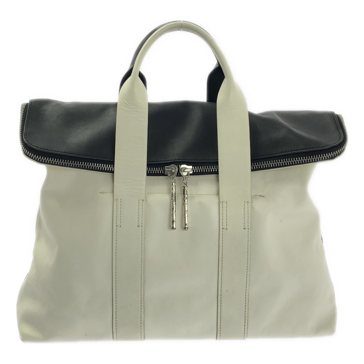 3.1 Phillip Lim / スリーワンフィリップリム | レザー バイカラー ジップ トートバッグ | ホワイト/ブラック | レディース
