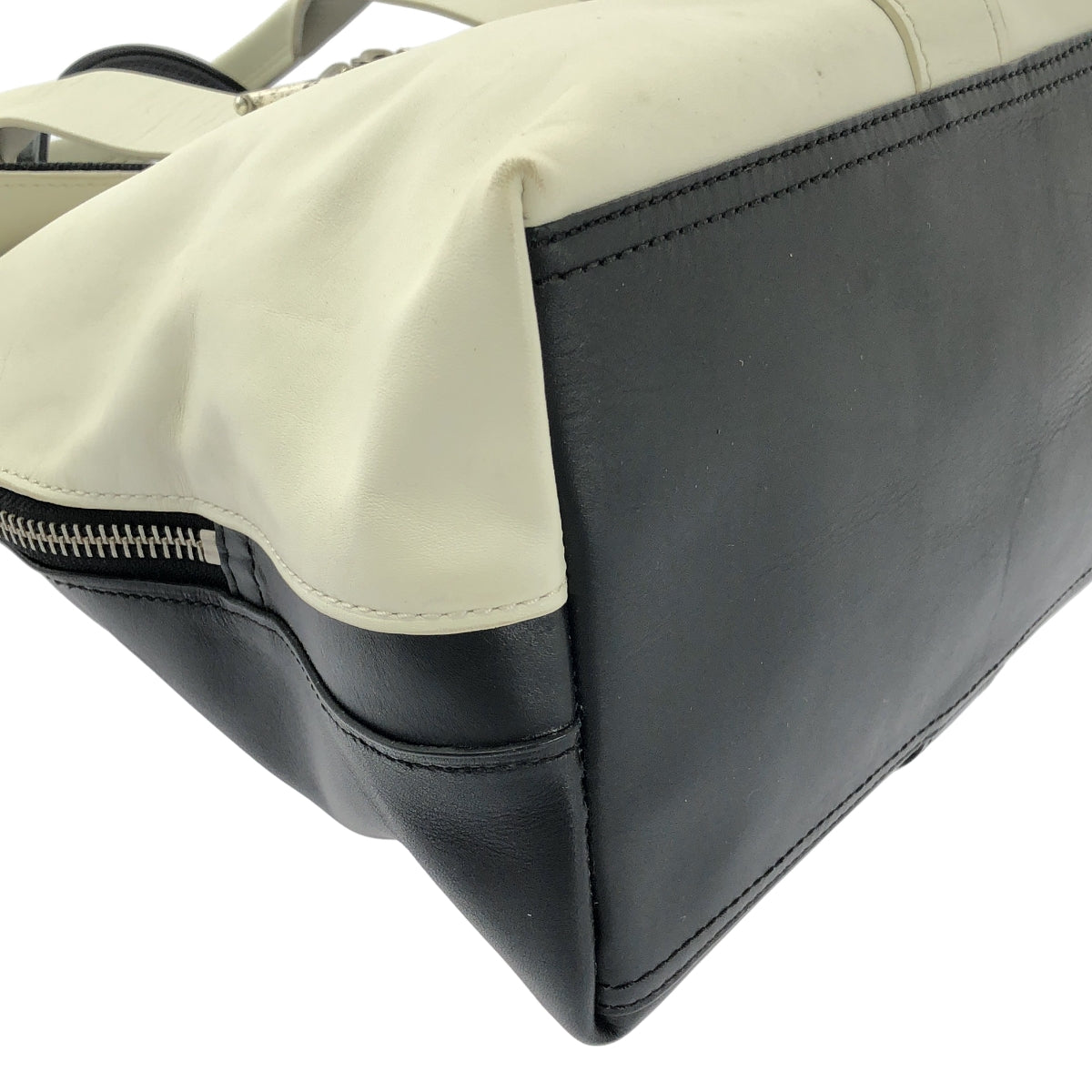 3.1 Phillip Lim / スリーワンフィリップリム | レザー バイカラー ジップ トートバッグ | ホワイト/ブラック | レディース