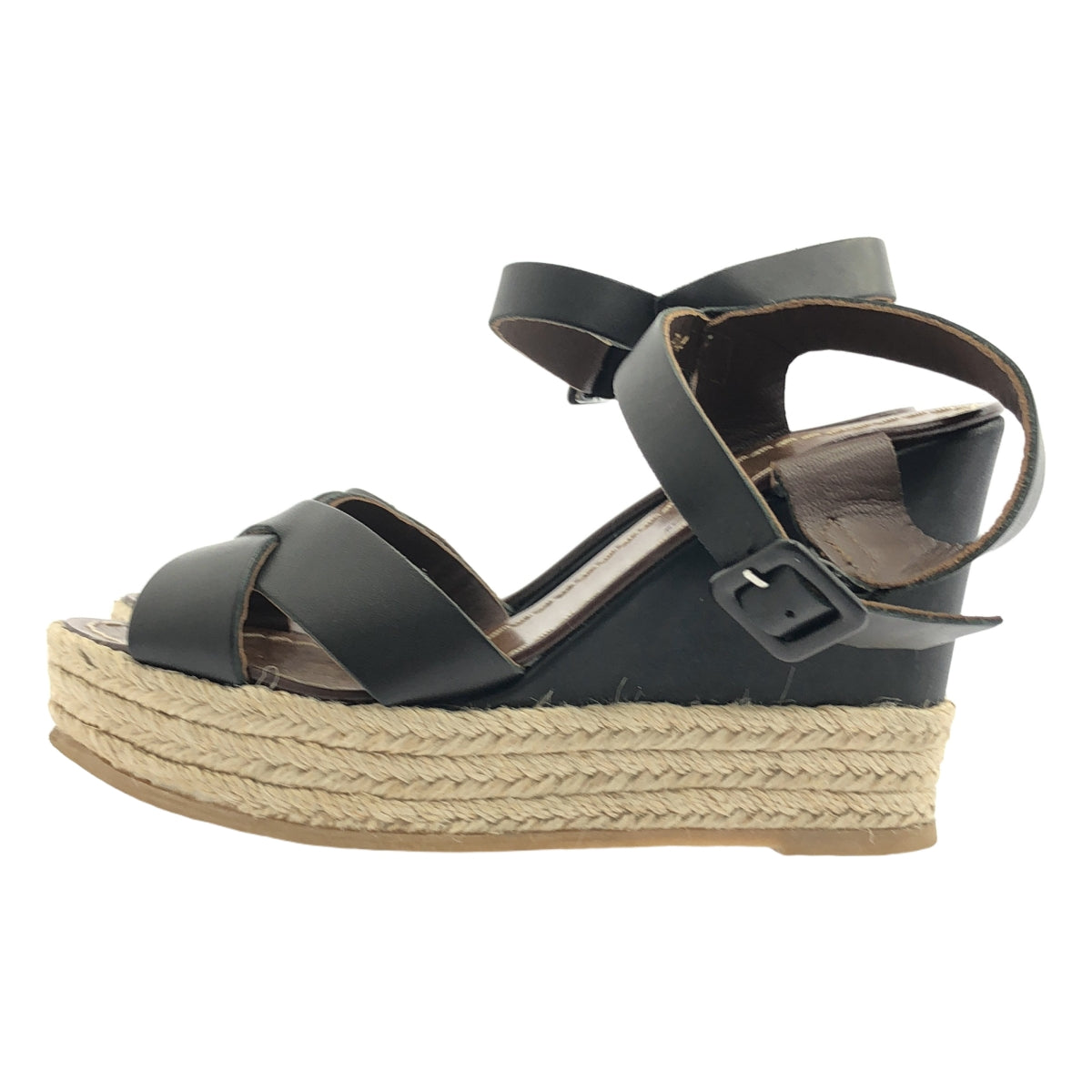 布魯諾馬格利 / 布魯諾馬格利 |皮革坡跟帶涼鞋 |尺寸 34 |黑色/棕色|女性的