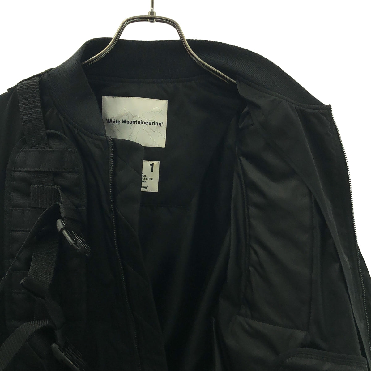 White Mountaineering / ホワイトマウンテニアリング | 2019AW | Twill Shoulder Pad Bomber パッド ボンバー ジャケット | 1 | ブラック | メンズ