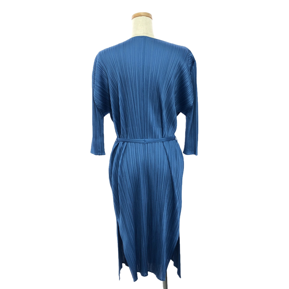 [Good Condition] PLEATS PLEASE ISSEY MIYAKE | 2020AW | Pleated Belted Long Cardigan | Size 3 | Blue | Women's