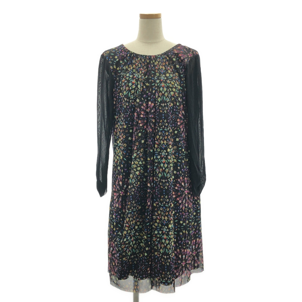 VIVIENNE TAM / 譚燕玉 | Power net 全身印花褶皺連身裙 | 2 |黑色 |女性的