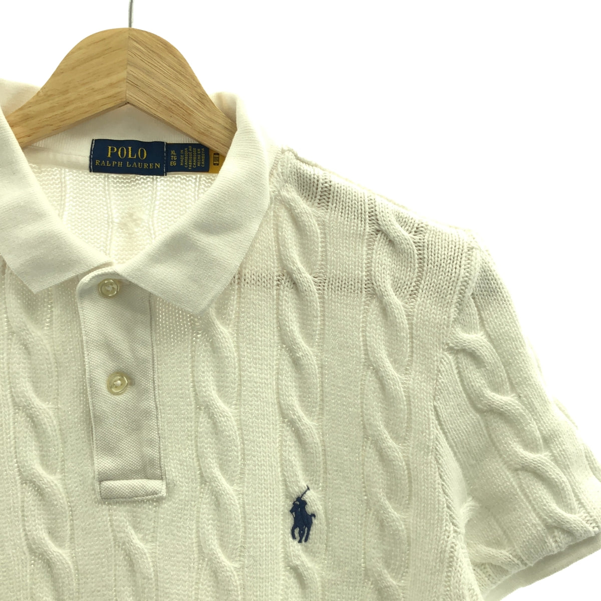 POLO RALPH LAUREN / 폴로랄프로렌 | 코튼 케이블 니트 폴로 셔츠 | XL |