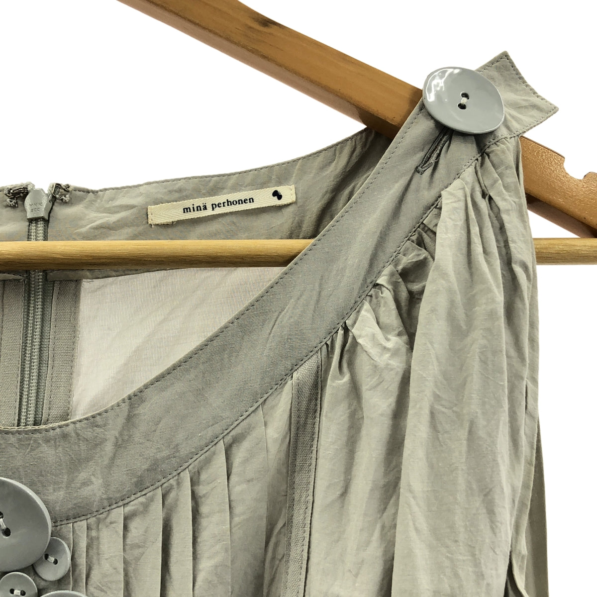 mina perhonen / 미나페르호넨 | hope 코튼 실크 핀탁 개더 민소매 원피스 |