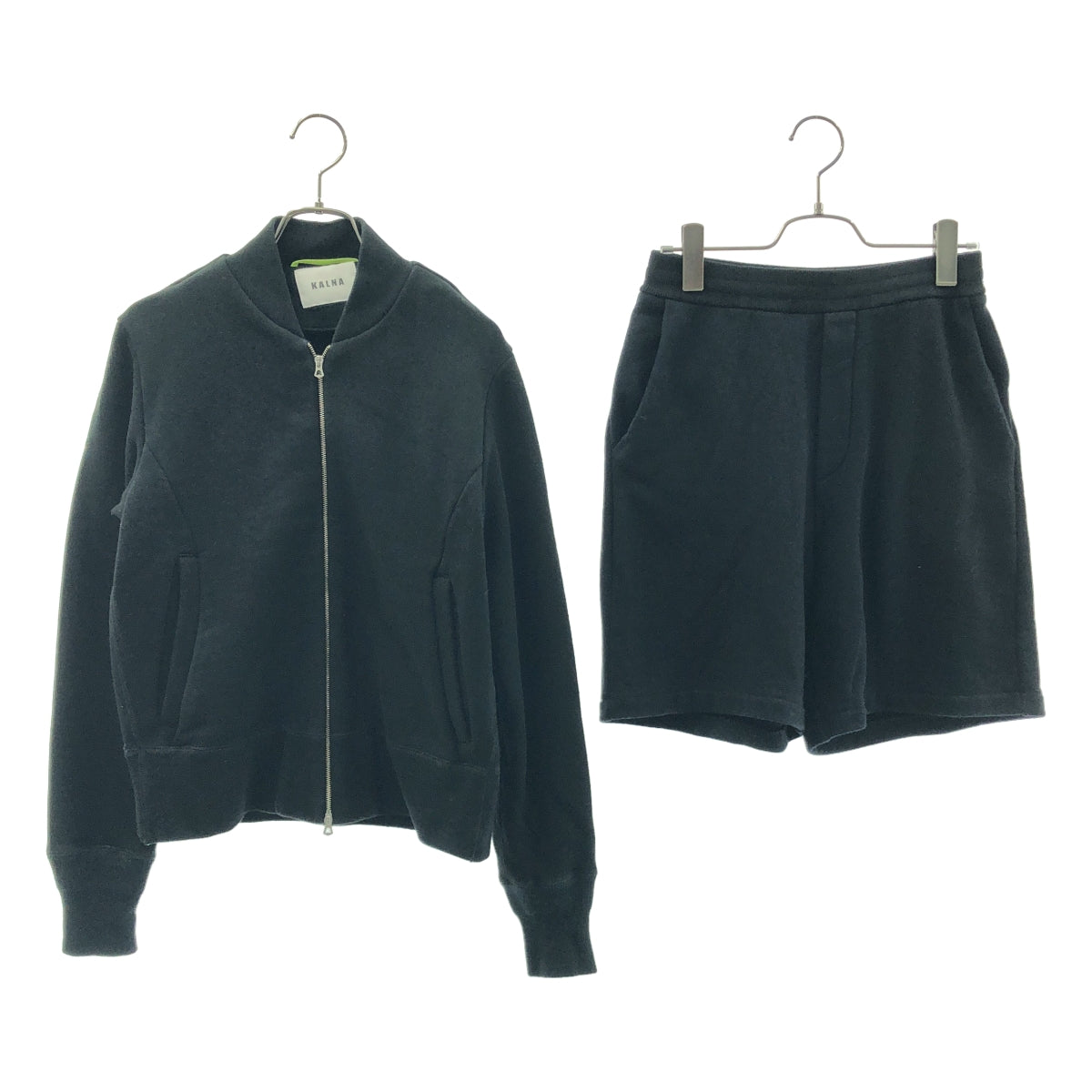 KALNA / カルナ | セットアップ ジップアップ スウェット ブルゾン ジャケット / ドローストリング ショートパンツ | 0 | ブラック | レディース