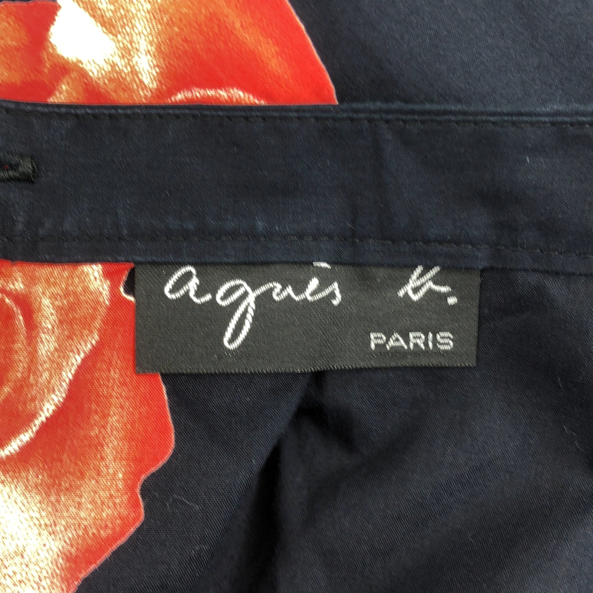 Agnes b. / アニエスベー | バラ プリント タック フレア ロングスカート | 36 | ネイビー/レッド | レディース