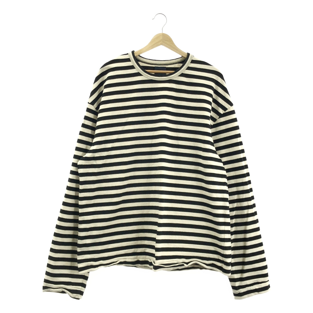 JUUN.J / 준지 | 코튼 백 로고 테두리 크루넥 컷소우 | 48 | 블랙 / 아이보리 | 남성