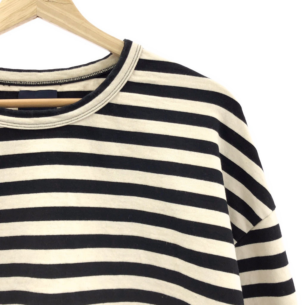 JUUN.J / 준지 | 코튼 백 로고 테두리 크루넥 컷소우 | 48 | 블랙 / 아이보리 | 남성