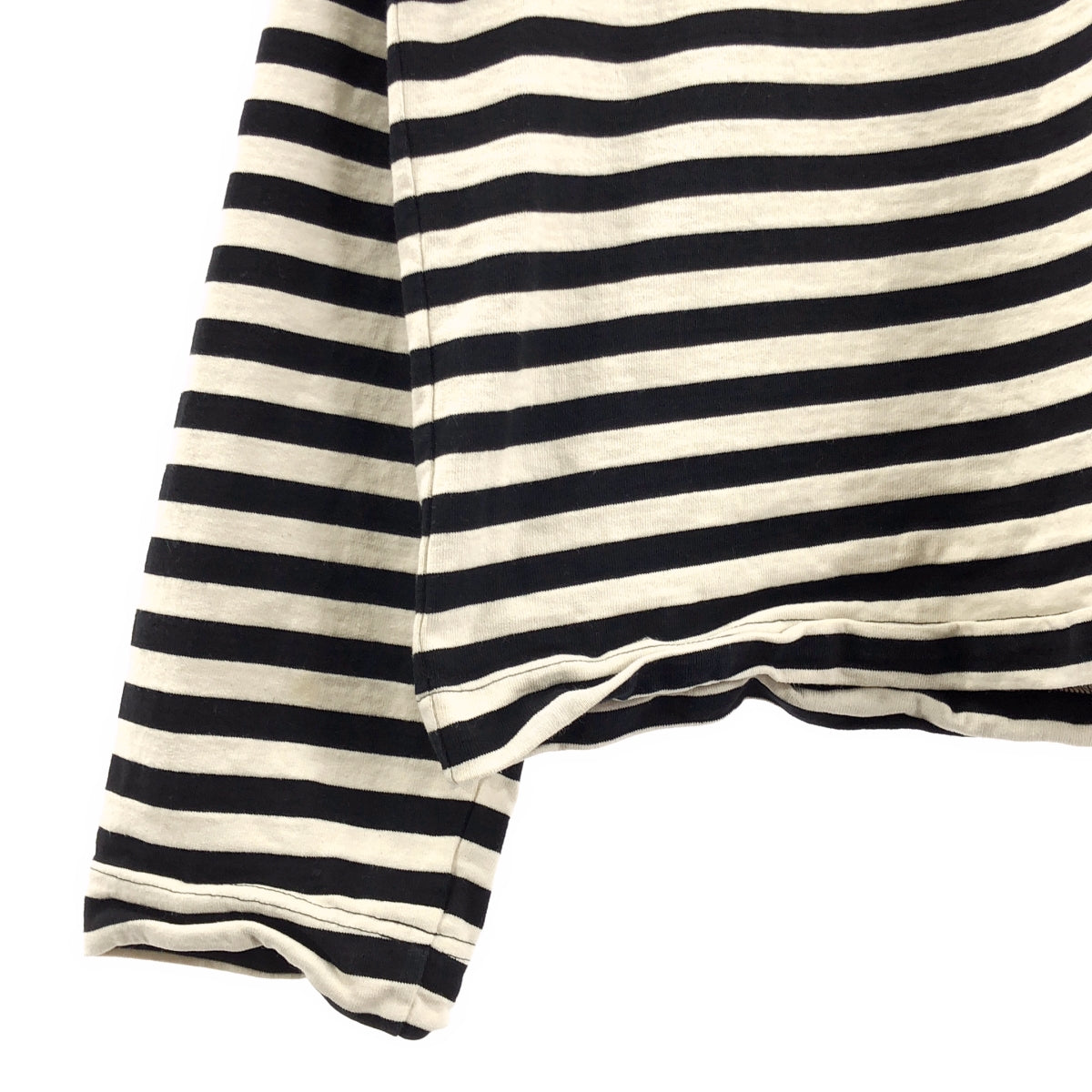 JUUN.J / 준지 | 코튼 백 로고 테두리 크루넥 컷소우 | 48 | 블랙 / 아이보리 | 남성