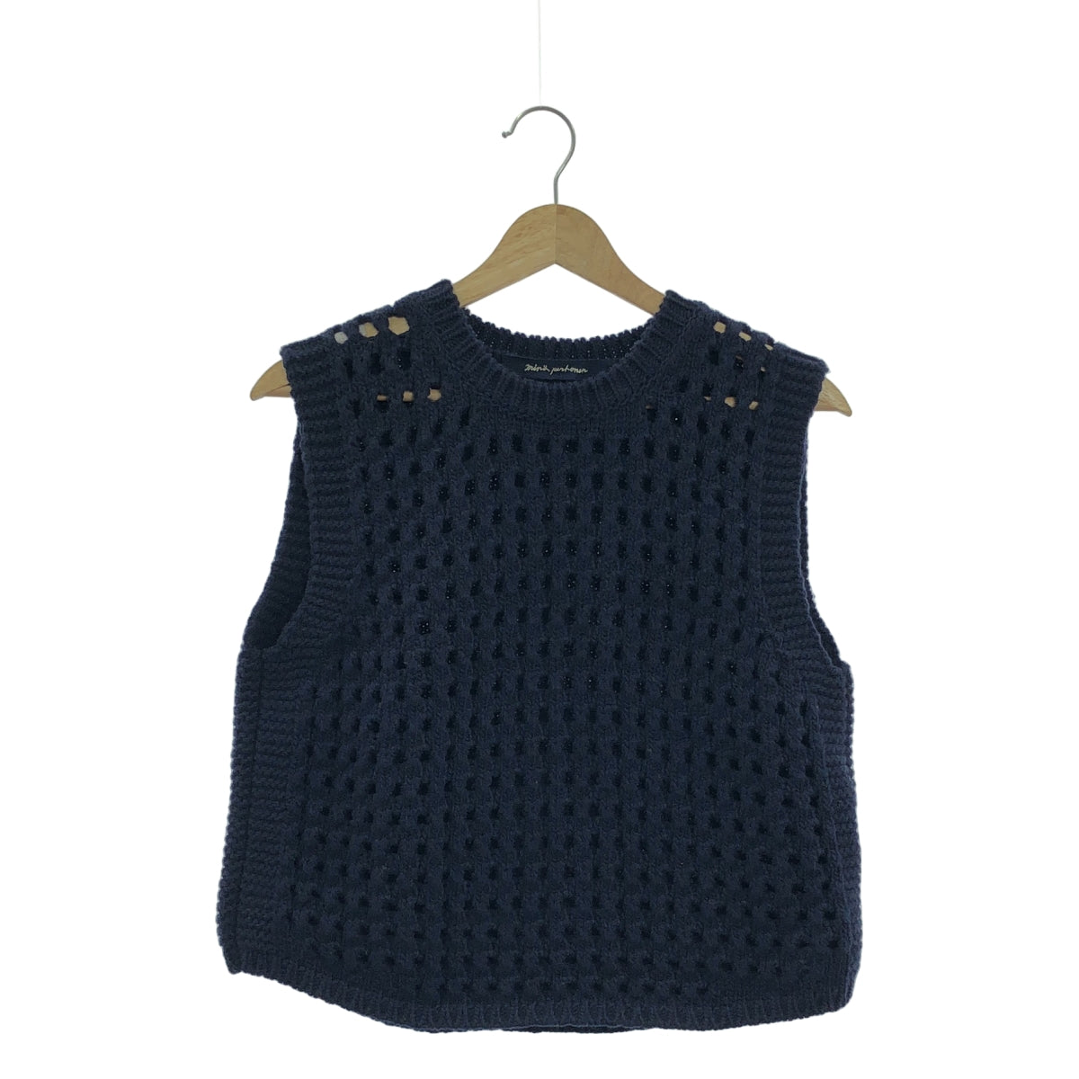 [狀況極佳] mina perhonen | 2021 秋冬系列 | gasse | 針織背心套頭衫 | 38 碼 | 海軍藍 | 女款