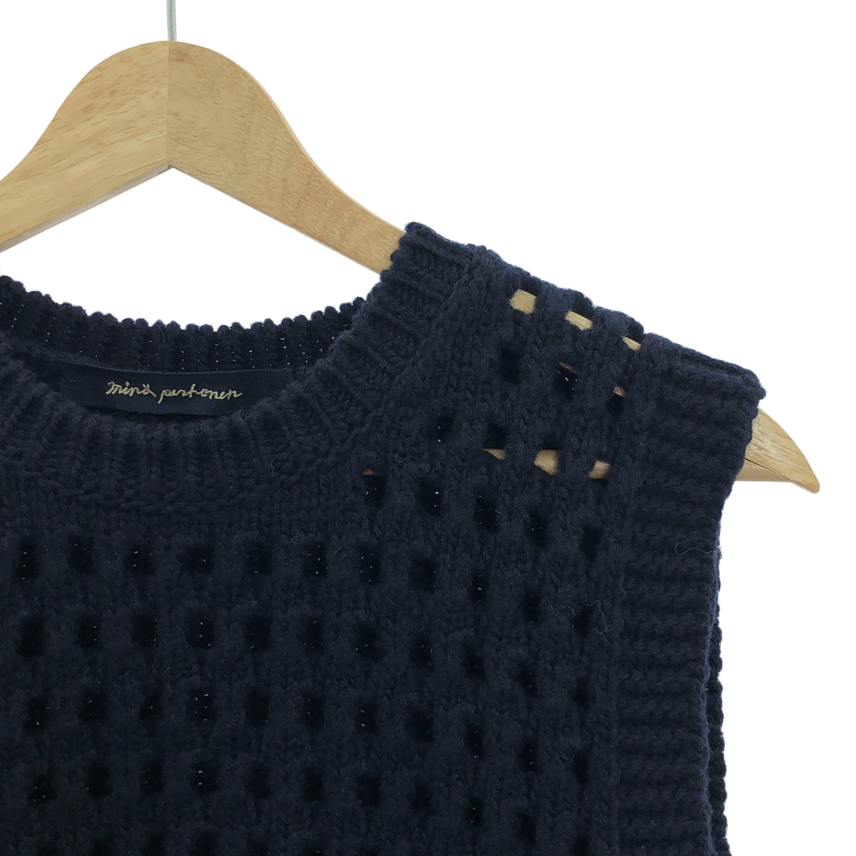 [狀況極佳] mina perhonen | 2021 秋冬系列 | gasse | 針織背心套頭衫 | 38 碼 | 海軍藍 | 女款