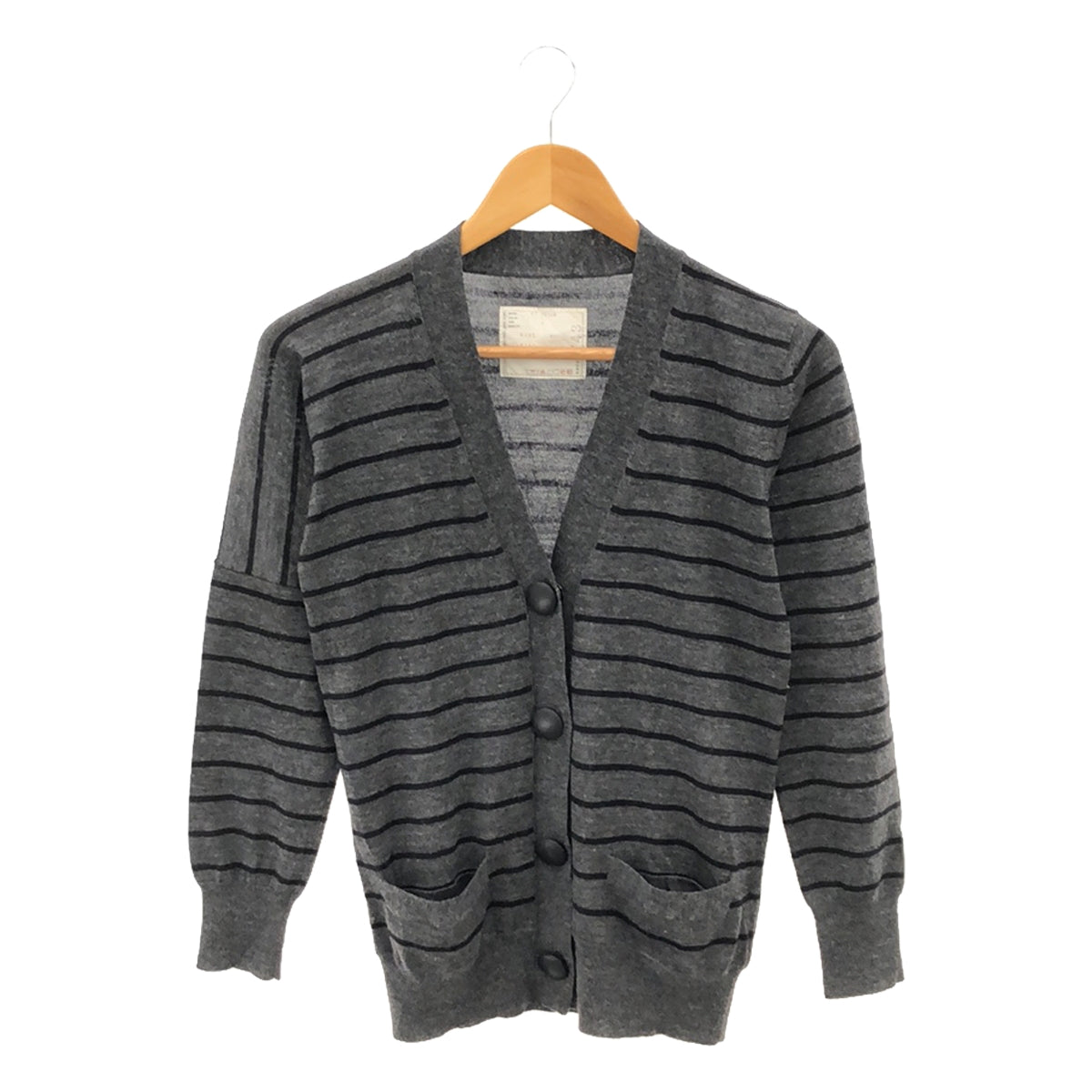 sacai / Sacai | Wool striped covered button high gauge knit cardigan | 2 | Women's