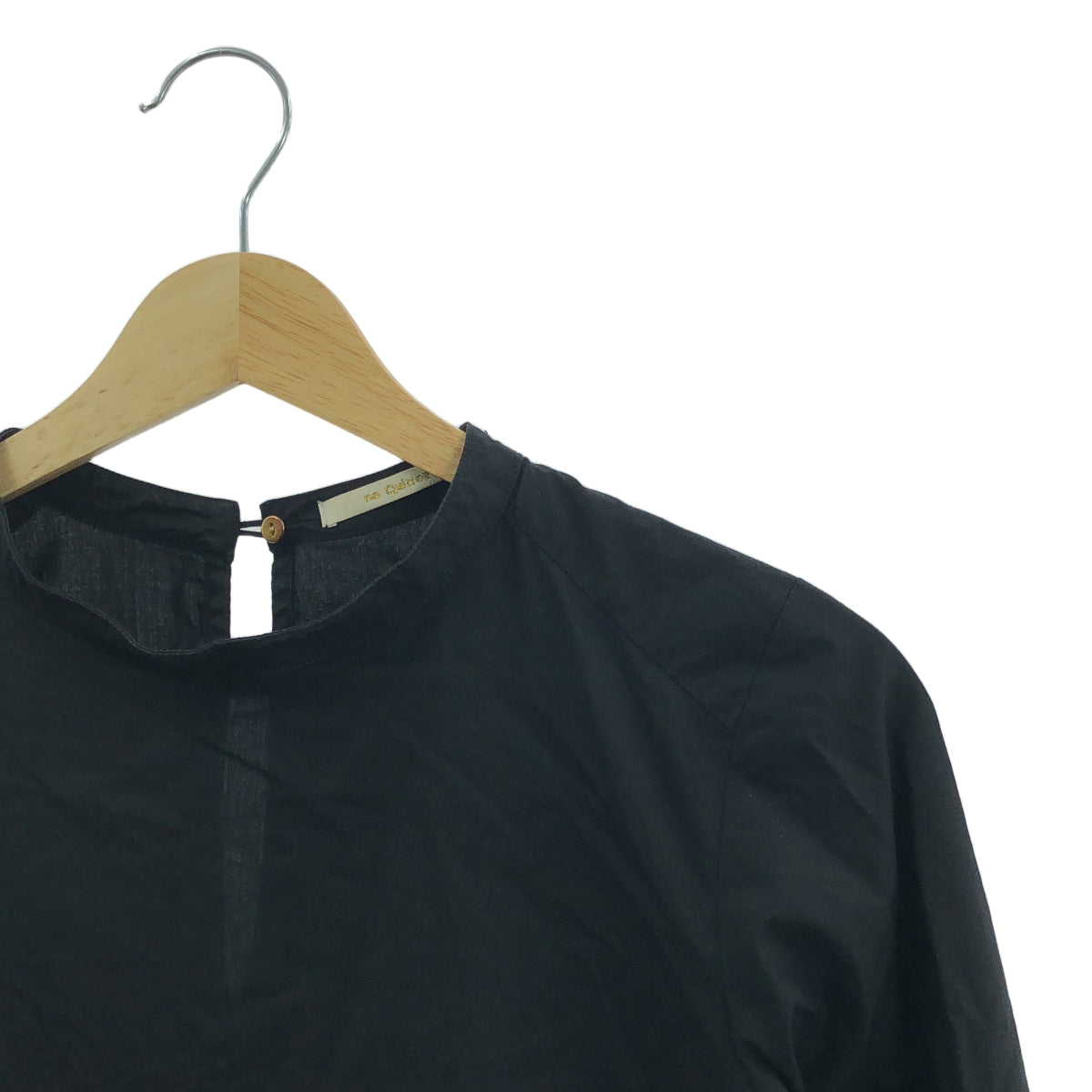 ne Quittez pas / 누키테파 | 포플린 헴 크로스 드레스 프릴 개더 코튼 원피스 | F | 블랙 | 여성