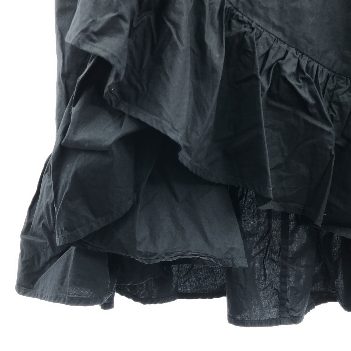 ne Quittez pas / 누키테파 | 포플린 헴 크로스 드레스 프릴 개더 코튼 원피스 | F | 블랙 | 여성