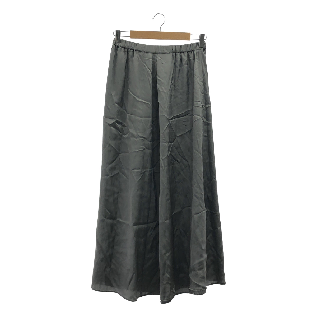 ESLOW / エスロー | サテン レーヨン イージー ロングスカート | 2 | グレー | レディース