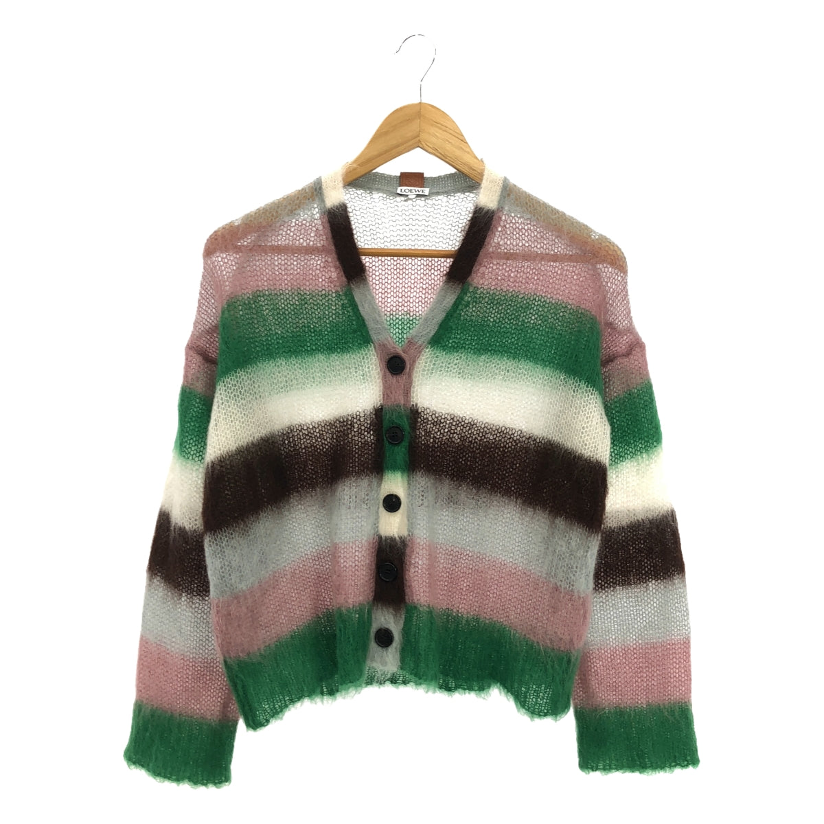 [Good Condition] LOEWE | Anagram Border Mohair Blend Cardigan | XS | Multicolor | Women's