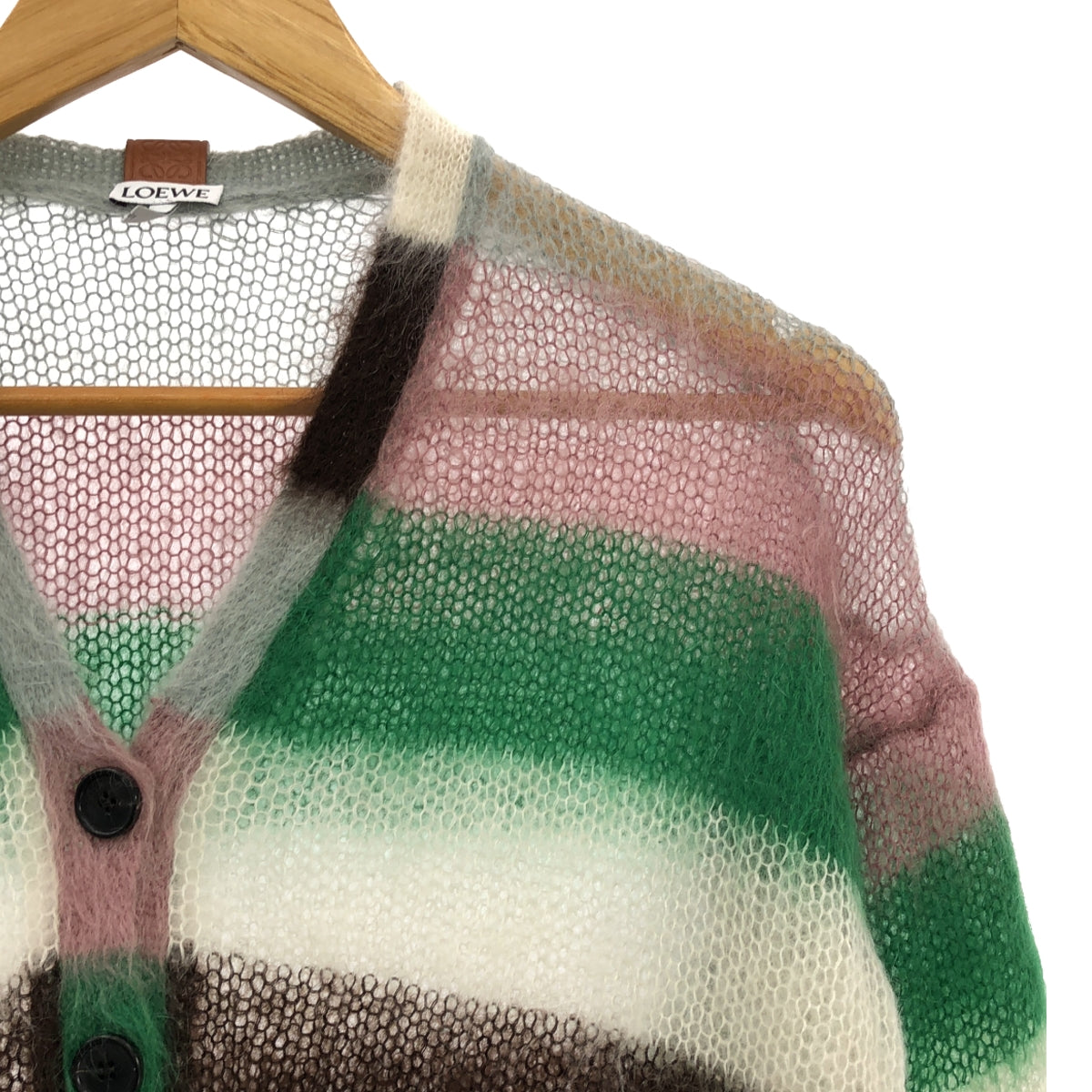 [Good Condition] LOEWE | Anagram Border Mohair Blend Cardigan | XS | Multicolor | Women's