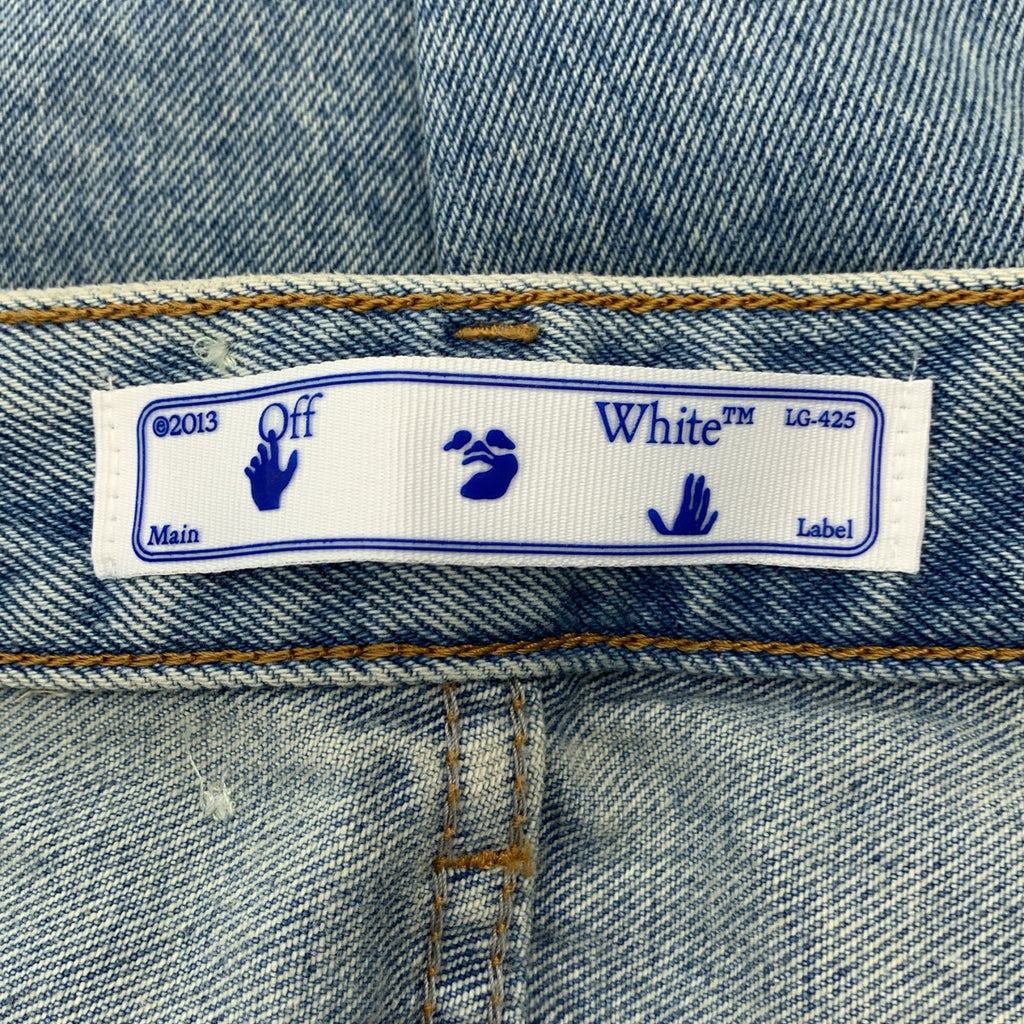 Off-White / 오프 화이트 | 프론트 로고 패치 데님 테이퍼드 팬츠 | 26 |