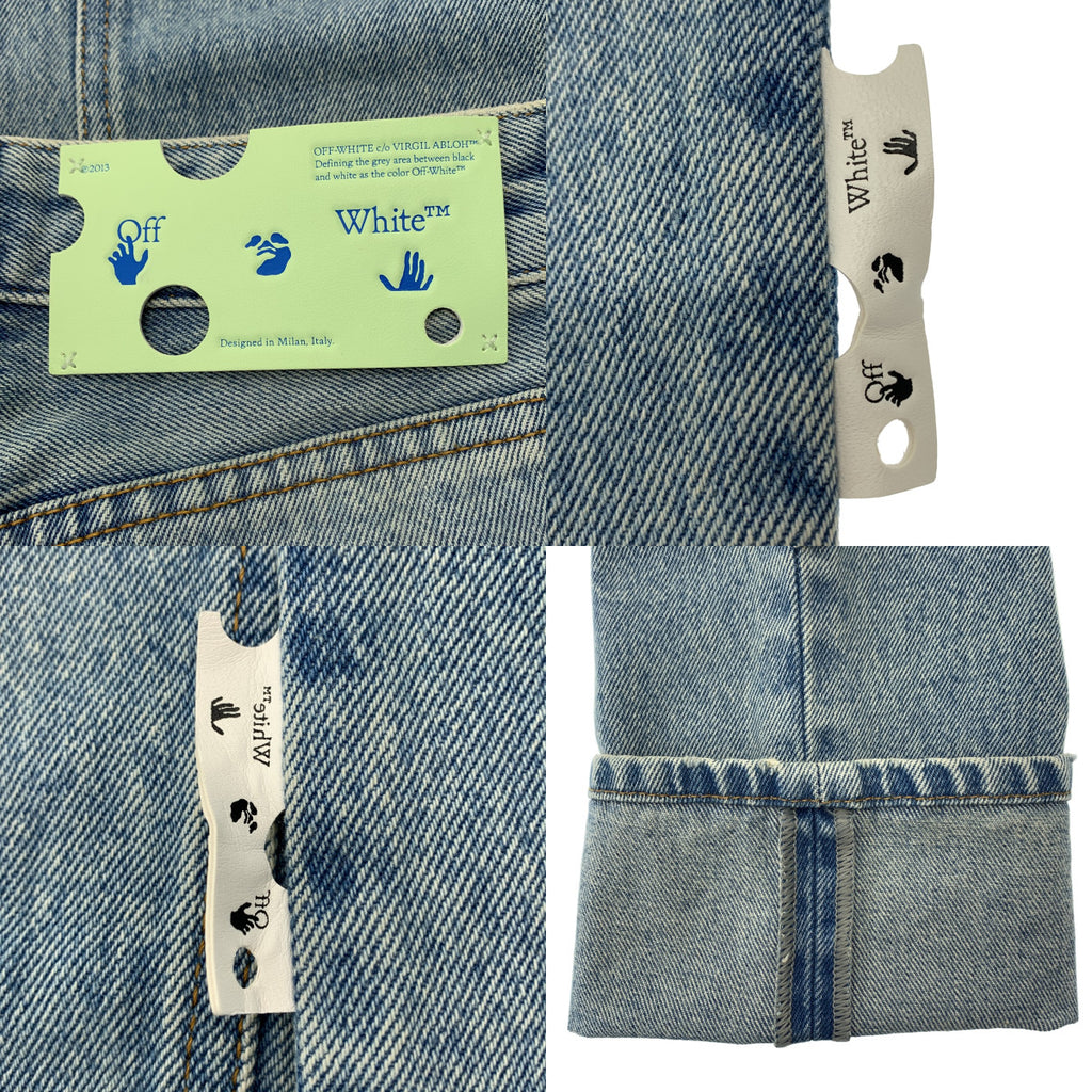 Off-White / 오프 화이트 | 프론트 로고 패치 데님 테이퍼드 팬츠 | 26 |