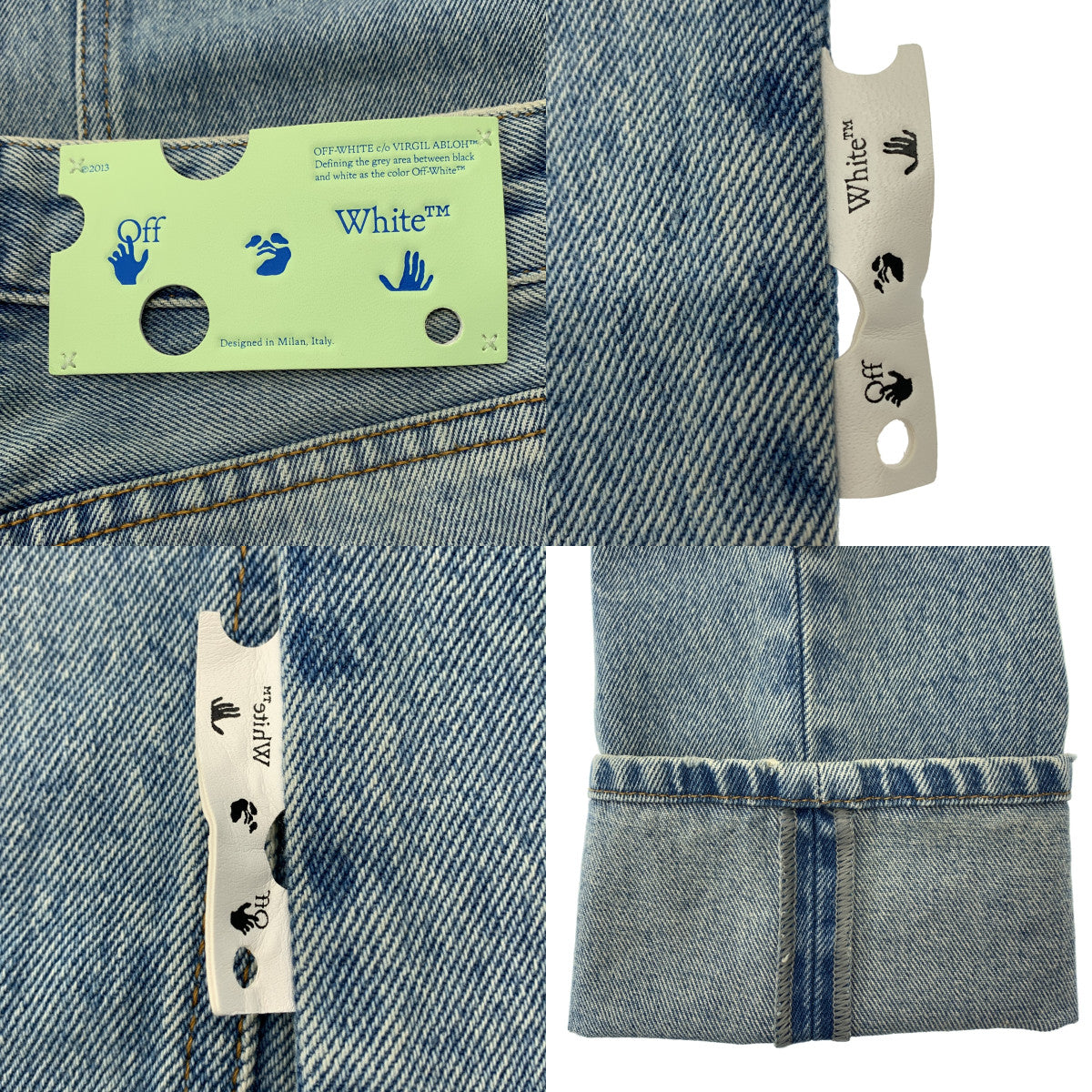 Off-White / 오프 화이트 | 프론트 로고 패치 데님 테이퍼드 팬츠 | 26 |