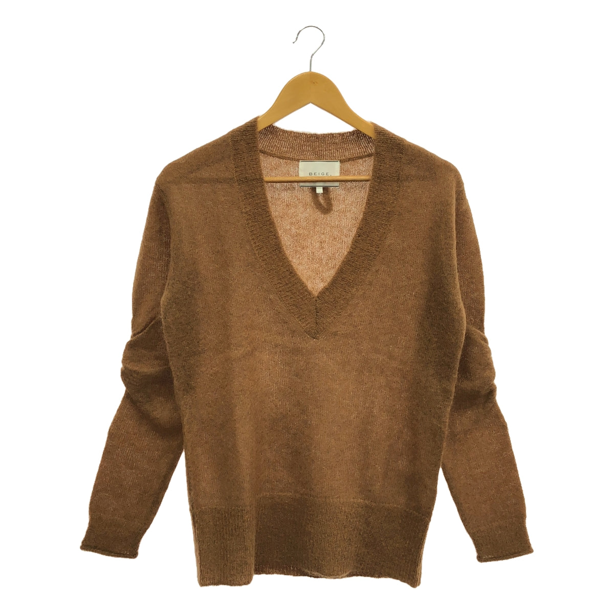 [Good Condition] BEIGE, / Beige | Mohair Blend V-Neck Knit | Size 4 | Brown | Women's