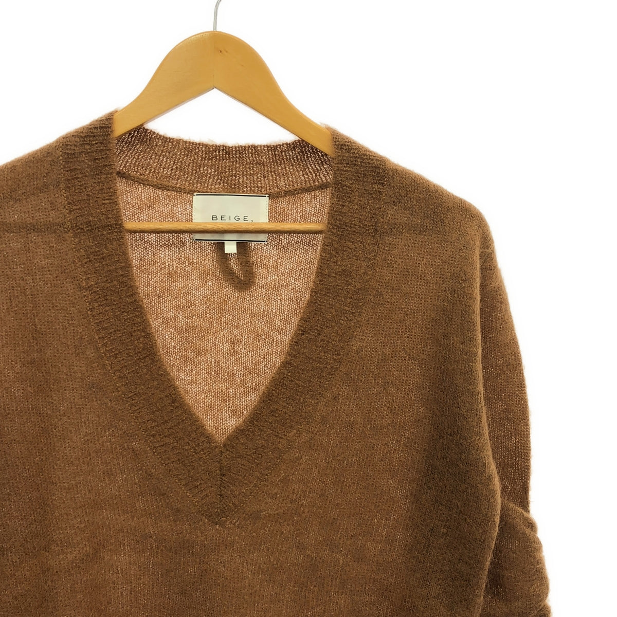 [Good Condition] BEIGE, / Beige | Mohair Blend V-Neck Knit | Size 4 | Brown | Women's