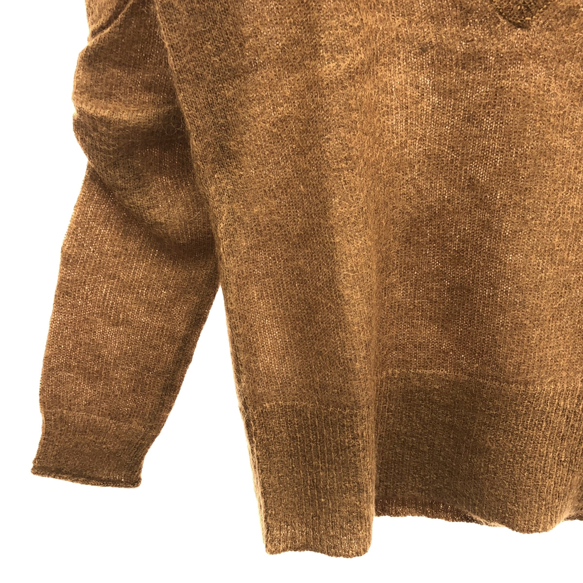 [狀況良好] 米色, / 米色 |馬海毛混紡 V 領針織衫 |尺寸 4 |布朗 |女性的