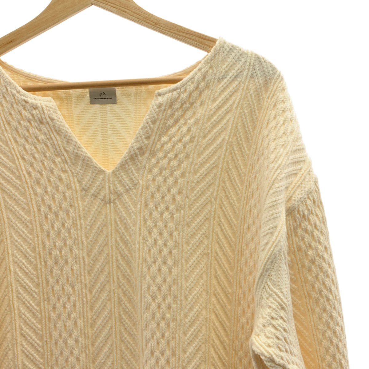 UNITED ARROWS 綠標休閒 | 棉質針織提花洋裝 | F碼 | 米白色 | 女款