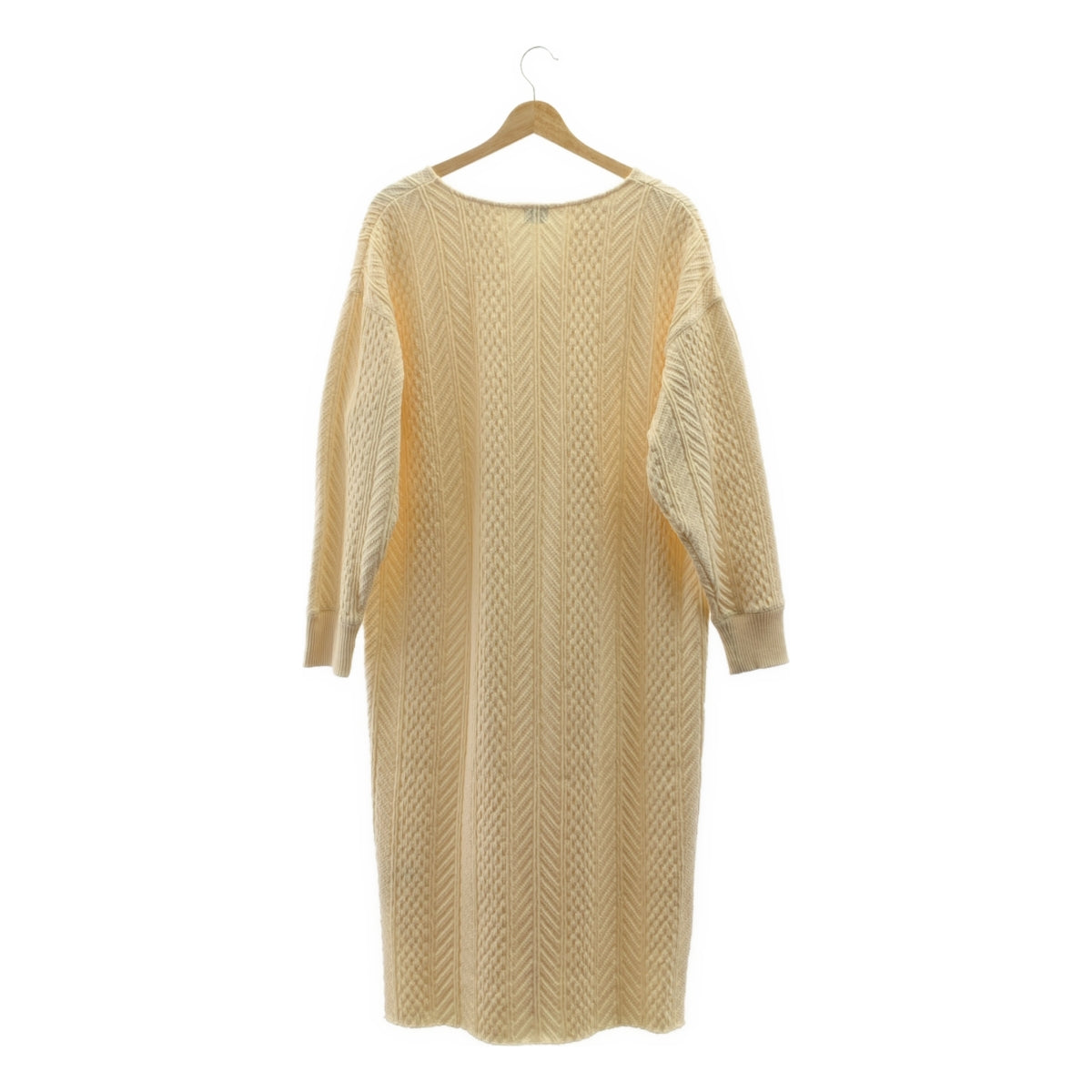 UNITED ARROWS 綠標休閒 | 棉質針織提花洋裝 | F碼 | 米白色 | 女款