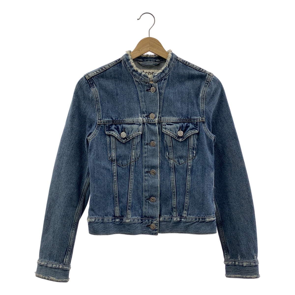 Acne Studios | 破洞牛仔無領外套 | 尺寸 34 | 靛藍 | 女款