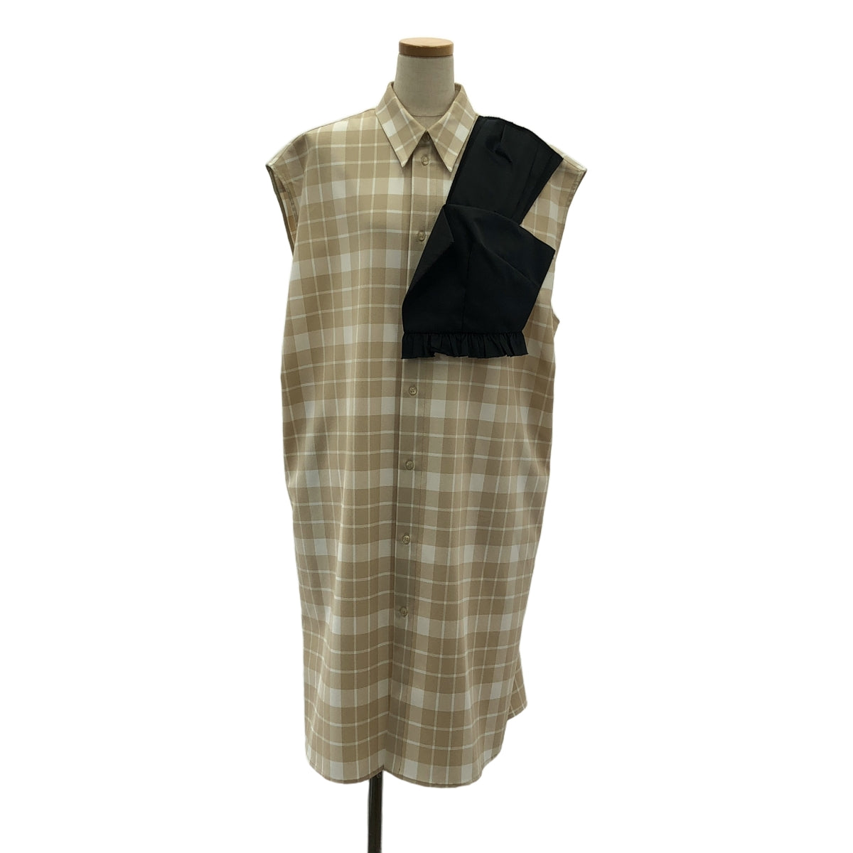 MM6 Maison Margiela / 엠엠 식스 메종 마르젤라 | 체크 전환 셔츠 원피스 | 40 | 베이지/블랙 | 여성