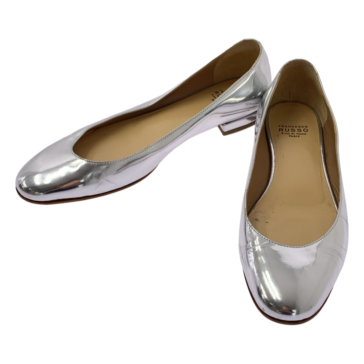 FRANCESCO RUSSO | 漆皮金屬圓頭平底鞋 | 35碼 | 女款