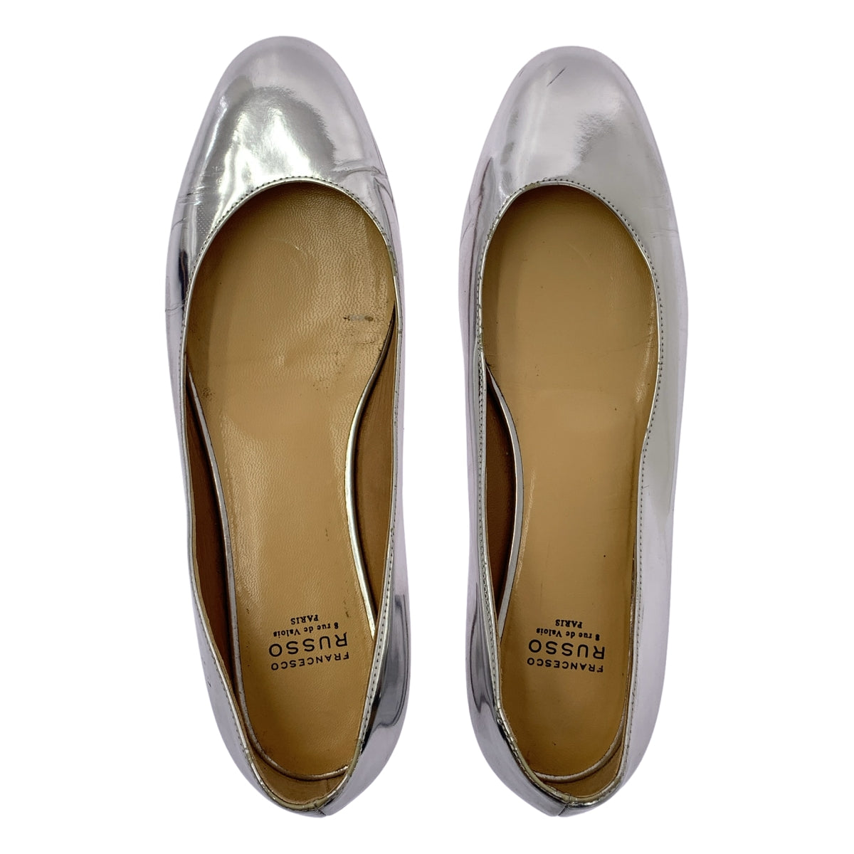 FRANCESCO RUSSO | 漆皮金屬圓頭平底鞋 | 35碼 | 女款