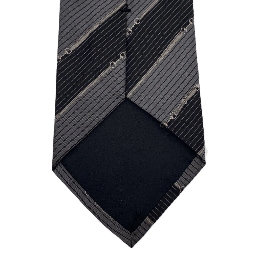 古馳 |絲綢馬銜扣軍團條紋領帶 |灰色的