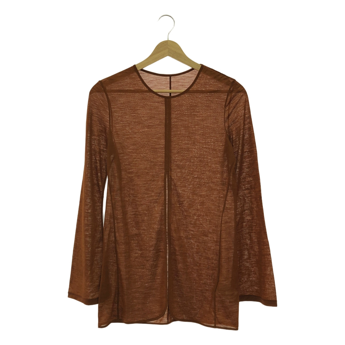 [新] Mame Kurogouchi | 2024秋冬 |混合紗線羊毛平針織前開衩上衣 | 2 |布朗 |女性的