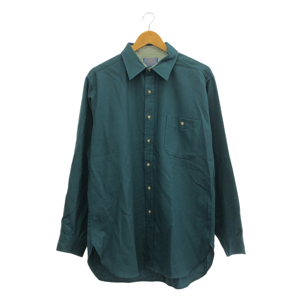 PENDLETON | Estimated 1970s ~ Vintage / Vintage USA made leather elbow patch work shirt | L | Green | Men's