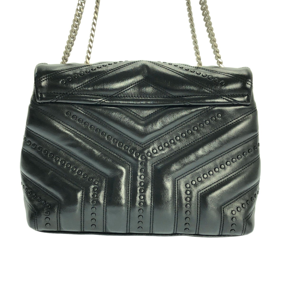 【美品】  SAINT LAURENT PARIS / サンローランパリ | Loulou ルル / スモール スタッズ チェーン ショルダー バッグ | ブラック | レディース