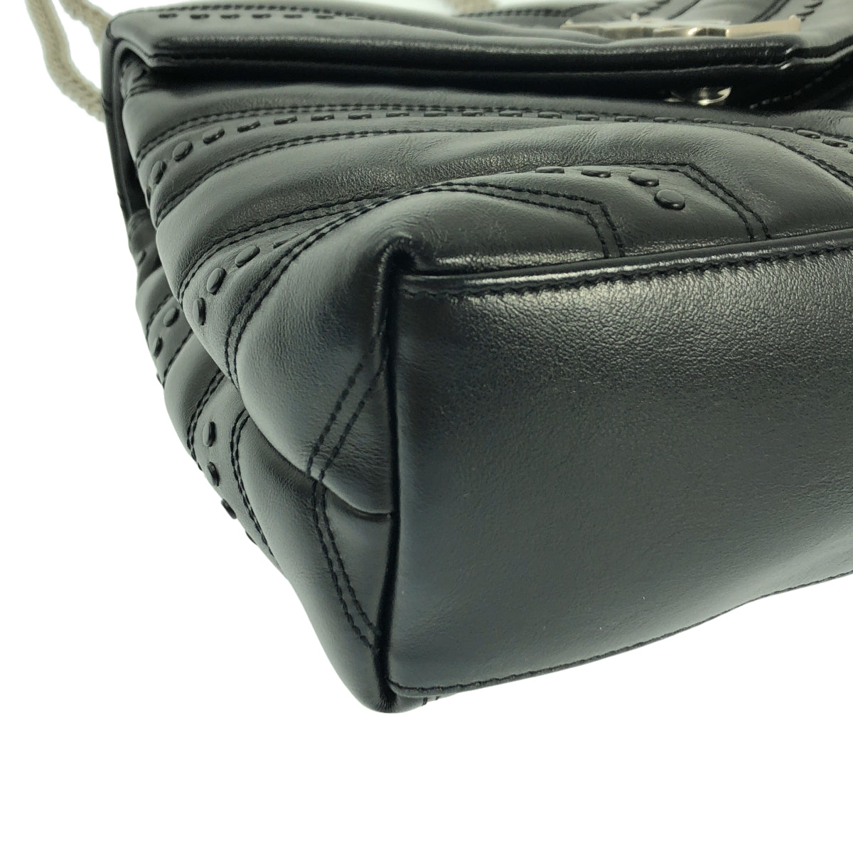 【美品】  SAINT LAURENT PARIS / サンローランパリ | Loulou ルル / スモール スタッズ チェーン ショルダー バッグ | ブラック | レディース