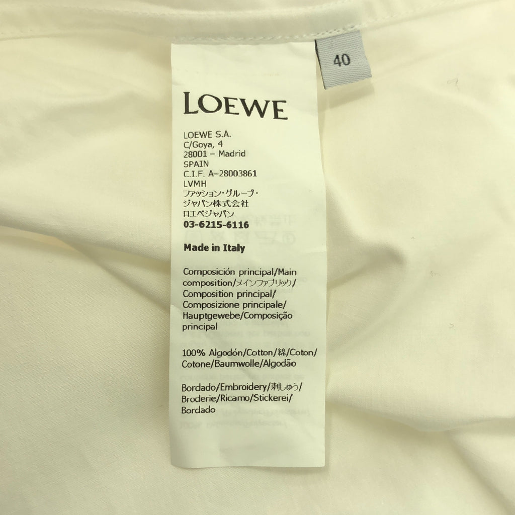 [狀況良好] LOEWE |解構襯衫裙 | Anagram 大廓形襯衫裙 |尺寸 40 |白色 |女性的