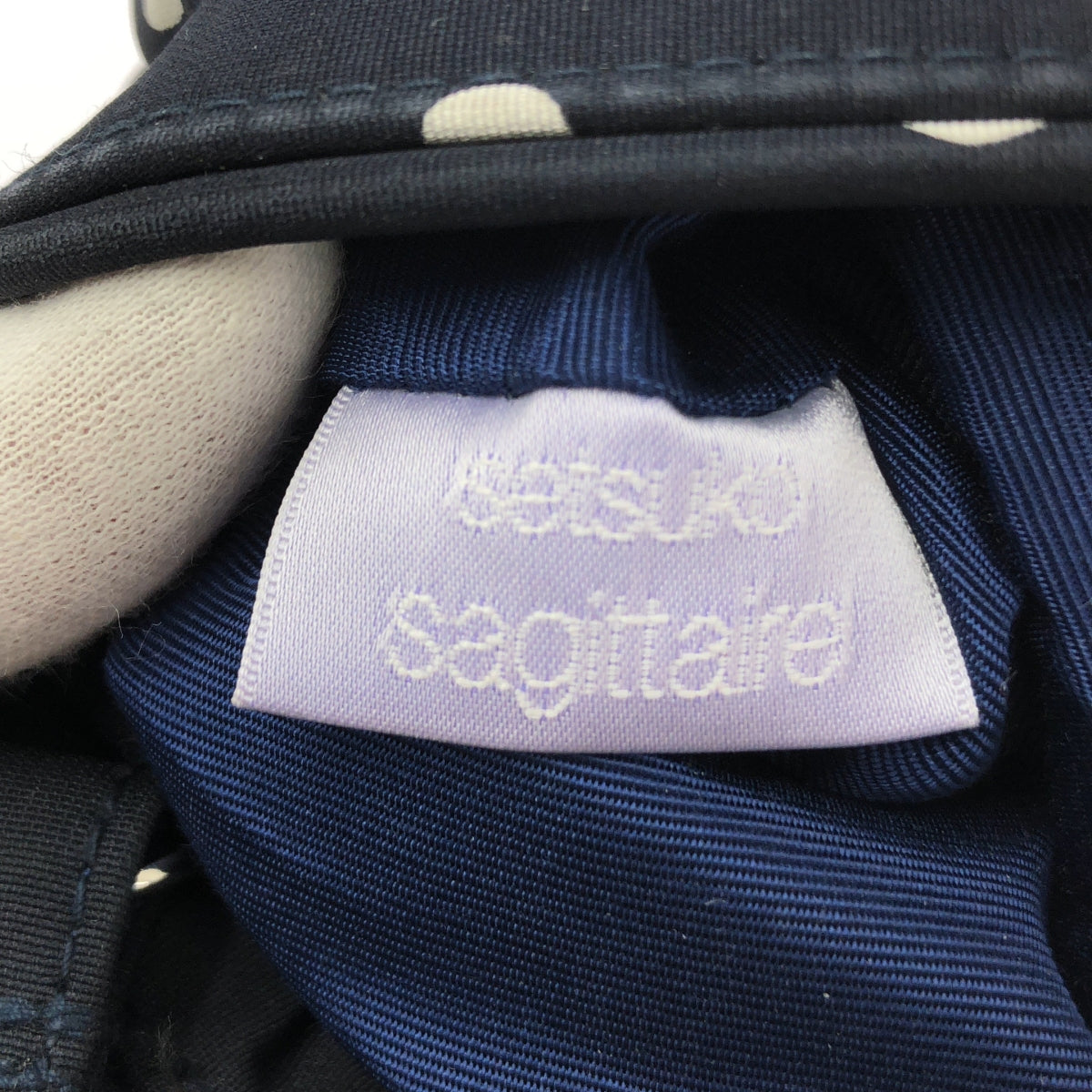 セツコサジテール風 フリルバッグ ベージュドット柄 ピクニック（白フリル×黒ドット） | bag,picnic | setsuko