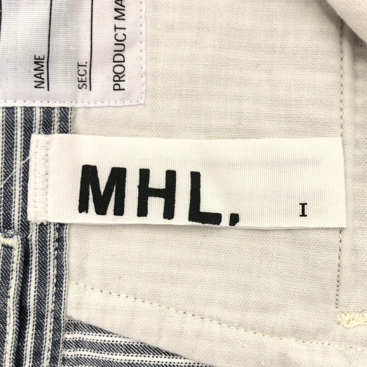 MHL. / エムエイチエルマーガレットハウエル | コットン ヘンプ ストライプ ペインターパンツ | 1 | ブルー / ホワイト | レディース