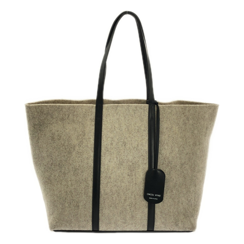 HYKE / 하이크 | CHACOLI 가죽 울 토트 백 | 블랙 / 베이지 | 남성