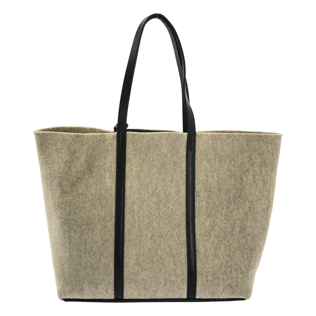 HYKE / 하이크 | CHACOLI 가죽 울 토트 백 | 블랙 / 베이지 | 남성