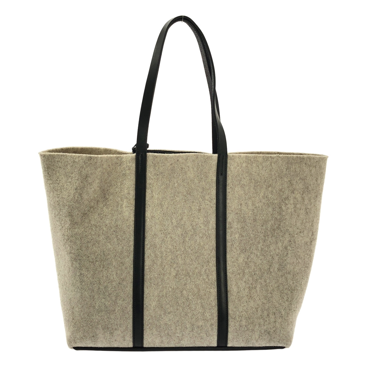 HYKE / 하이크 | CHACOLI 가죽 울 토트 백 | 블랙 / 베이지 | 남성