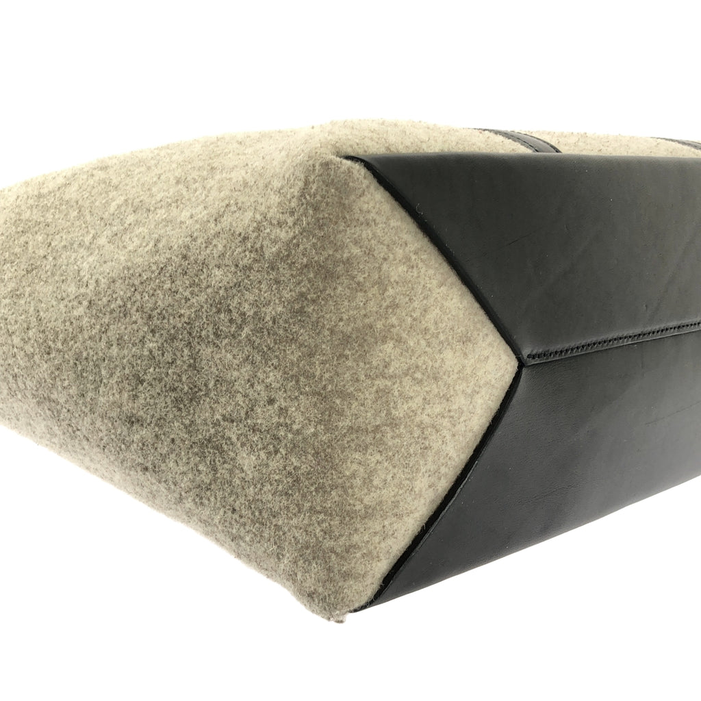 HYKE / 하이크 | CHACOLI 가죽 울 토트 백 | 블랙 / 베이지 | 남성