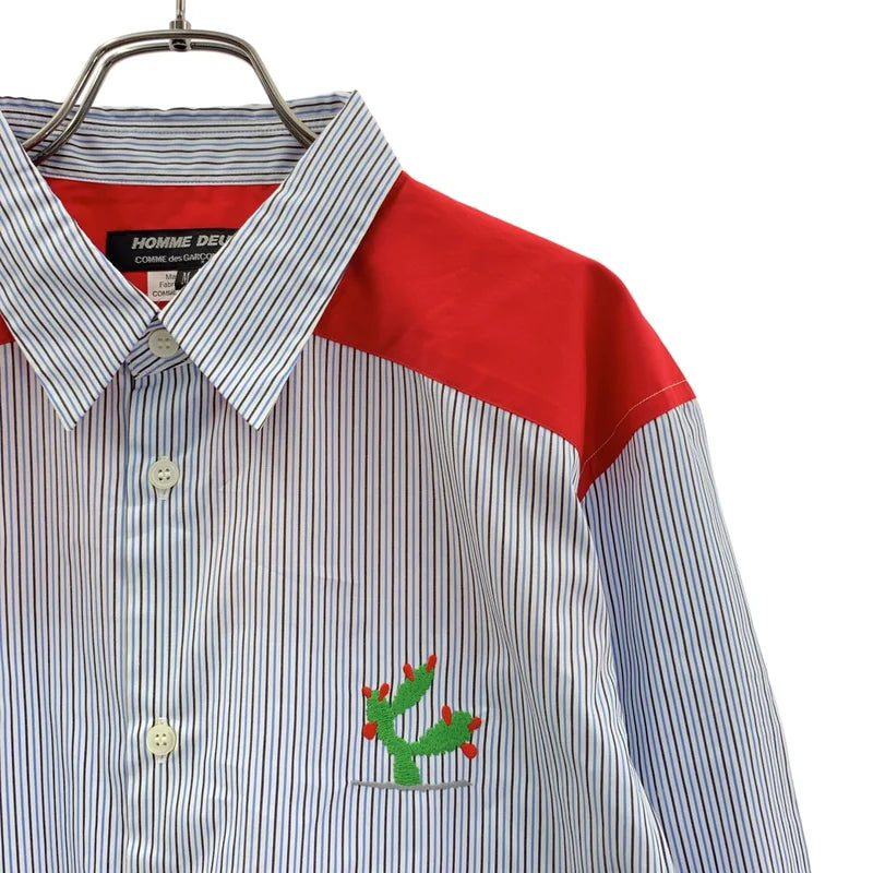 COMME des GARCONS HOMME DEUX / 꼼데가르송옴므듀 | 2022SS | 스트라이프 자수 전환 셔츠 | M | 남성