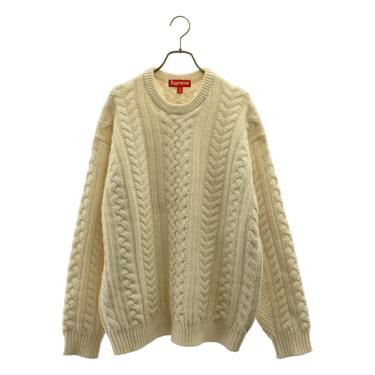 SUPREME / 슈프림 | 2023AW | Applique Cable Knit Sweater 로고 아플리케 케이블 니트 | M | 남성